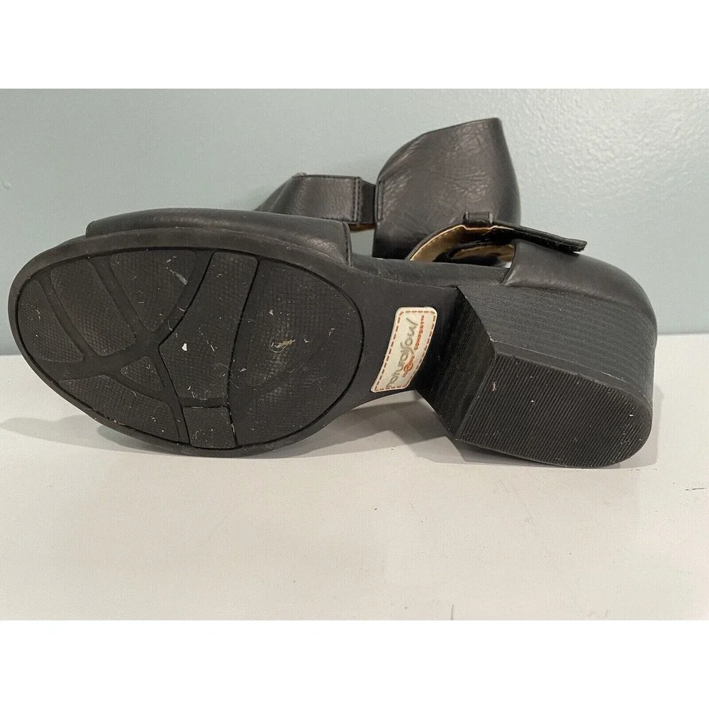 Natural Soul Women's Leather Look Sandals Size 7.5 Black‎ Wedge